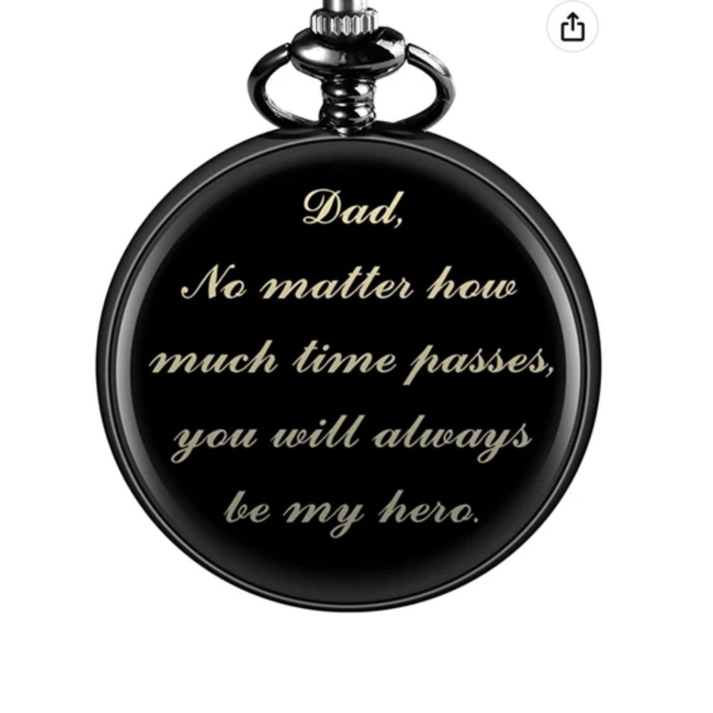 Engraved Pocket Watch With Chain For‎ Dad Hero Holidays Birthdays Party's